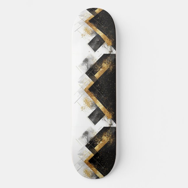 Elegant Black and Gold Abstract Background Skateboard (Front)