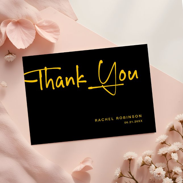 Elegant Black and Gold Adult Birthday Party Custom Thank You Card (Creator Uploaded)