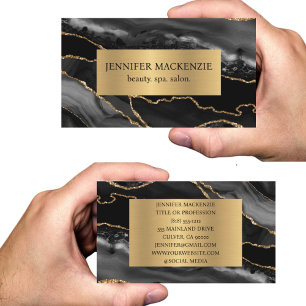 Elegant Black and Gold Agate Luxury Business Card