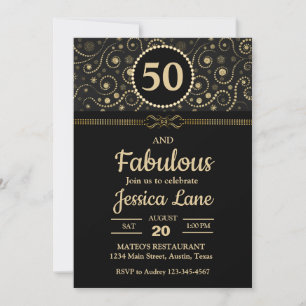 Elegant Black and Gold ANY AGE Birthday Party Invitation