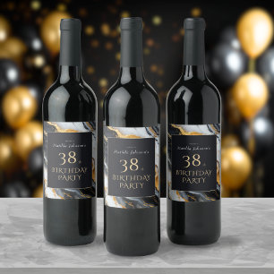 Elegant Black and Gold Any Age Birthday Party Wine Label