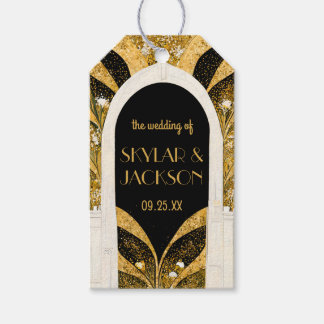 Elegant Black and Gold Art Deco Archway Wedding Gift Tags