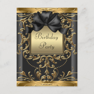 Elegant Black and Gold Art Deco Birthday Party Invitation