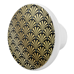 Elegant Black and Gold Art Deco Drawer Knobs - SRF