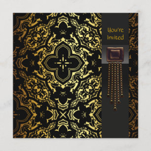Elegant Black and Gold Art Deco Party Invitation