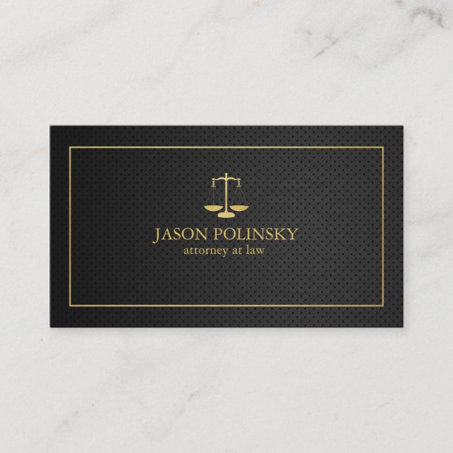 Elegant Black and Gold Attorney At Law Business Card (Front)