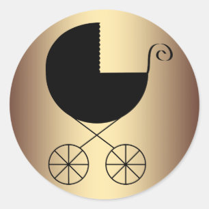 Elegant Black and Gold Baby Shower Classic Round Sticker
