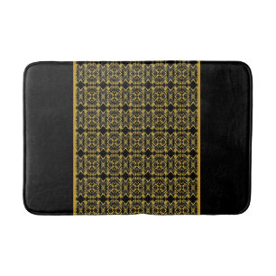 Elegant Black and Gold Bath Mat
