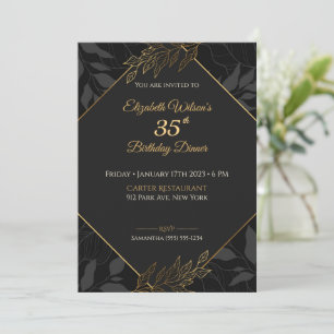 Elegant Black and Gold Birthday Invitation Card