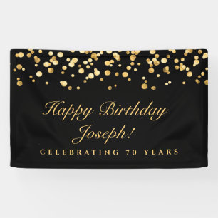 Elegant Black And Gold Birthday Party Banner