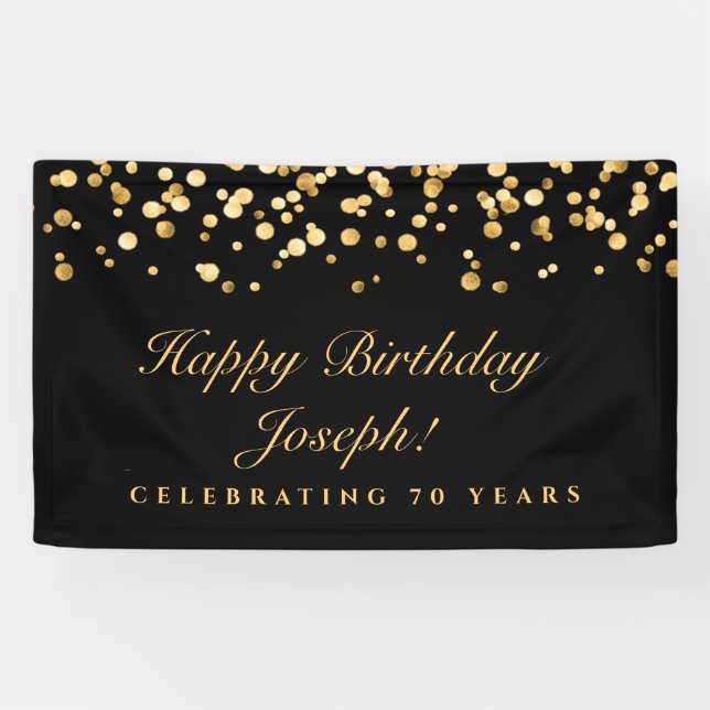 Elegant Black And Gold Birthday Party Banner (Horizontal)