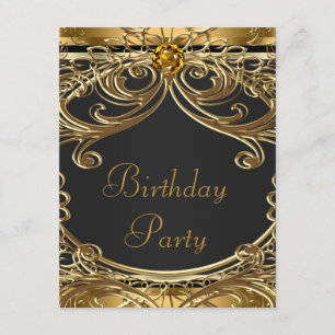 Elegant Black and Gold Birthday Party Invitation