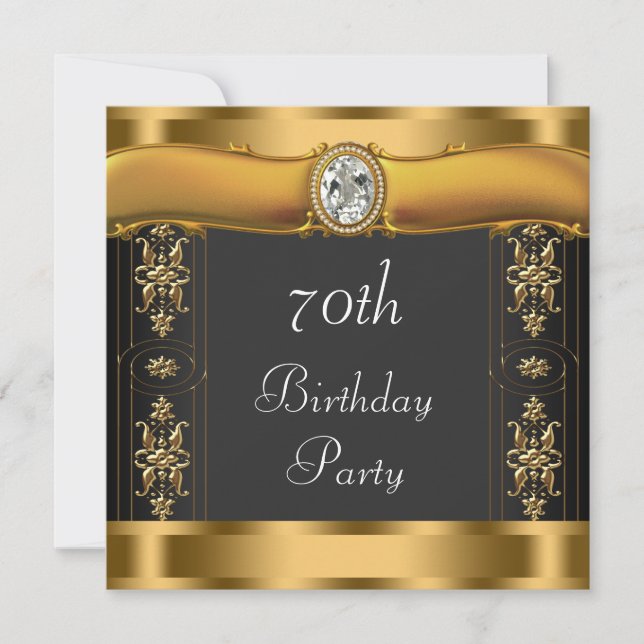 Elegant Black and Gold Birthday Party Invitation (Front)