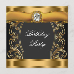 Elegant Black and Gold Birthday Party Invitation