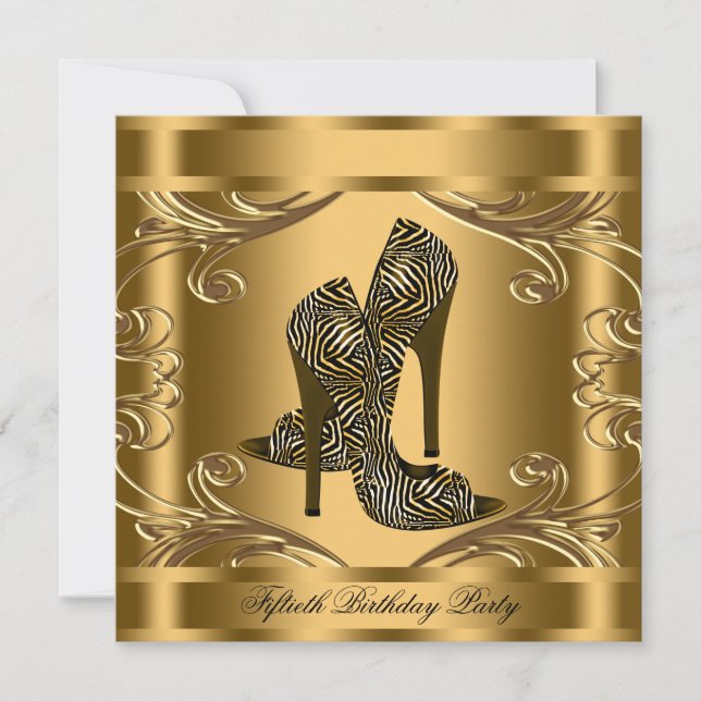 Elegant Black and Gold Birthday Party Invitation (Front)