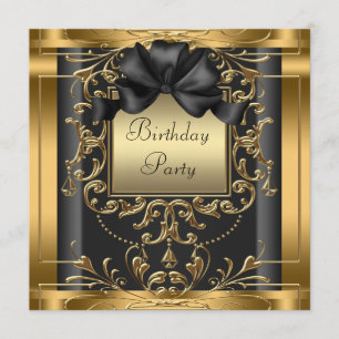 Elegant Black and Gold Birthday Party Invitations