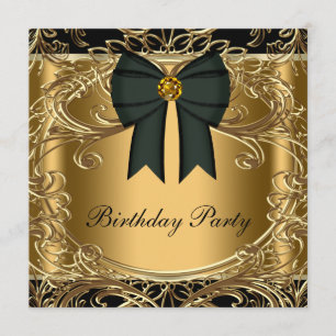 Elegant Black and Gold Birthday Party Invitations