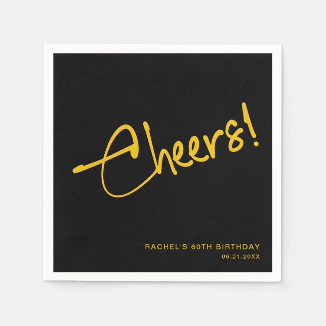 Elegant Black and Gold Birthday Party Napkin (Front)