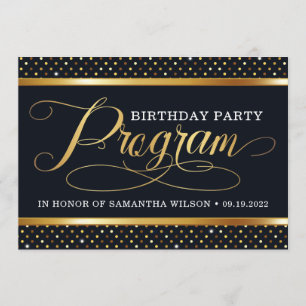 Elegant Black And Gold Birthday Party Program Programme