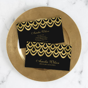 Elegant Black and Gold Bold Geometric Pattern Business Card
