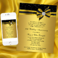 Elegant Black and Gold Bow 50th Anniversary Party