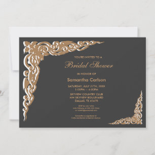 Elegant Black and Gold Bridal Shower Invitation
