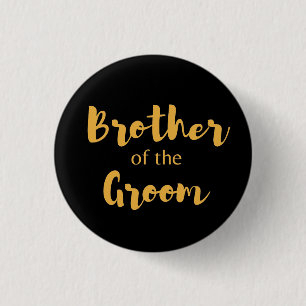 Elegant Black and Gold Brother Of The Groom button
