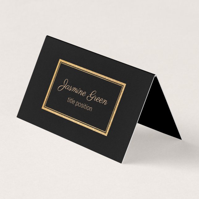 Elegant Black And Gold Business Card (Front)