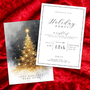 Elegant Black and Gold Business Holiday Party  Invitation
