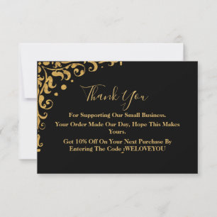 Elegant Black and Gold Business Thank You Card
