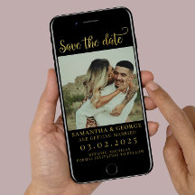 Elegant Black and Gold Calligraphy Save the Date