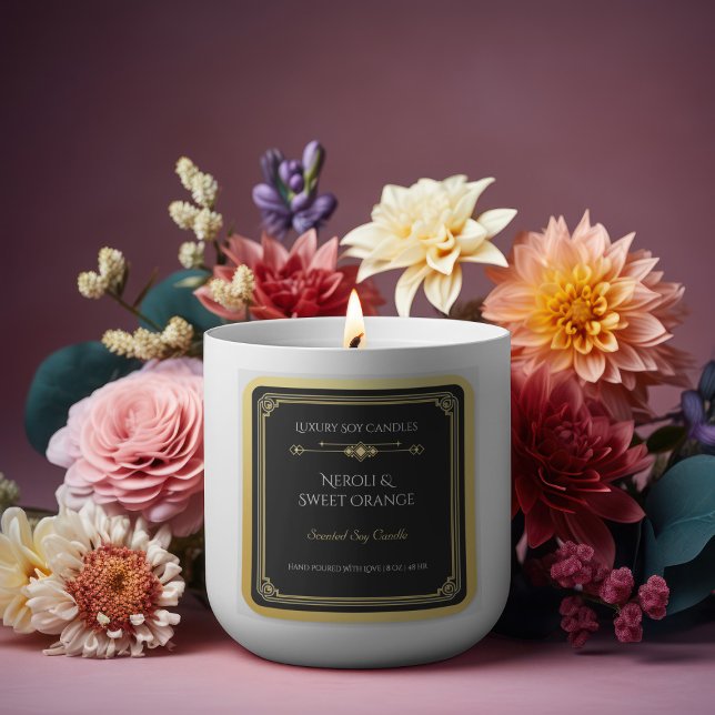 Elegant Black and Gold Candle Product Label  (Creator Uploaded)
