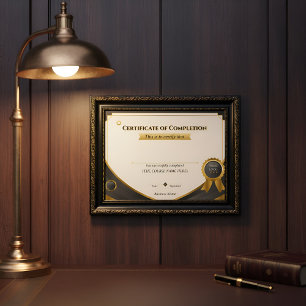 Elegant Black and Gold Certificate of Completion P