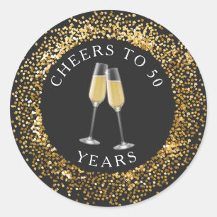 Elegant Black and Gold Cheers Birthday Sticker