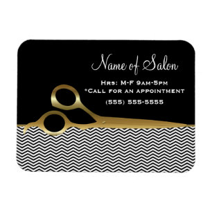 Elegant Black and Gold Chevrons Hair Salon Magnet