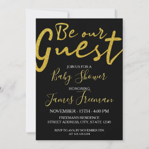 Elegant Black and Gold Chic Baby Shower Invitation