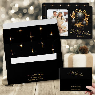 Elegant Black and Gold Christmas  Envelope
