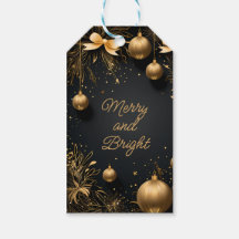 Elegant Black and Gold Christmas Gift Tags Custom