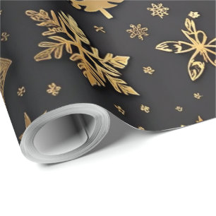 Elegant Black and Gold Christmas Gift Wrapping Paper