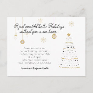 Elegant Black and Gold Christmas Holiday Party Postcard