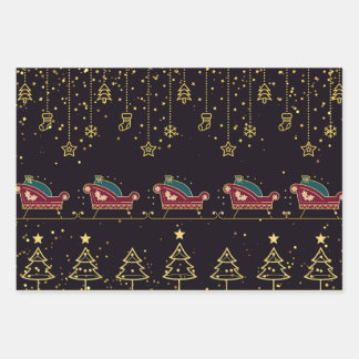 Elegant black and gold Christmas ornaments  Wrapping Paper Sheet