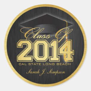 Elegant Black and Gold Class of 2014 Classic Round Sticker
