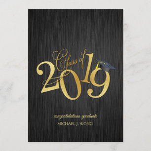 Elegant black and gold Class of 2019 graduation Invitation
