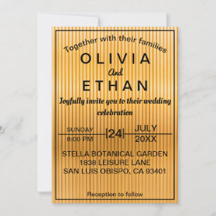 Elegant Black And Gold Classy Chic Wedding Invitation