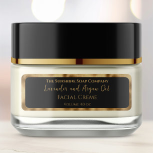 Elegant Black and Gold Cosmetics Jar Label