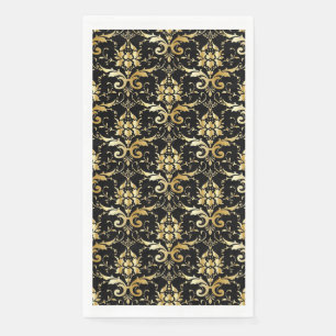 Elegant black and gold damask napkin