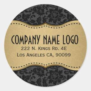Elegant Black And Gold Damasks Classic Round Sticker