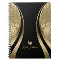 Elegant Black And Gold Damasks Dynamic Stripe