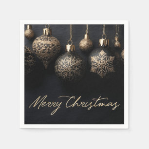 Elegant Black and Gold Design Christmas Ornaments  Napkin