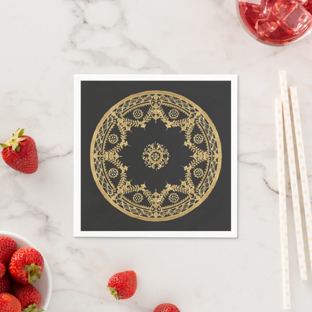 Elegant black and gold design napkin (Insitu)